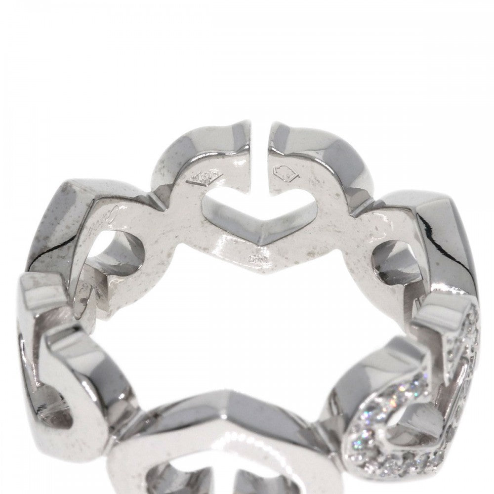 CARTIER Ring K18WG Silver C Heart Diamond #47