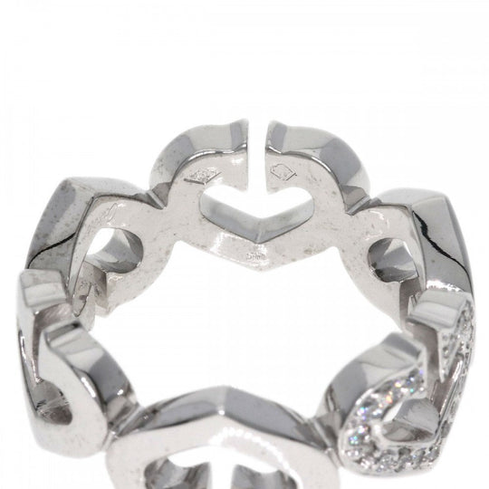 CARTIER Ring K18WG Silver C Heart Diamond #47