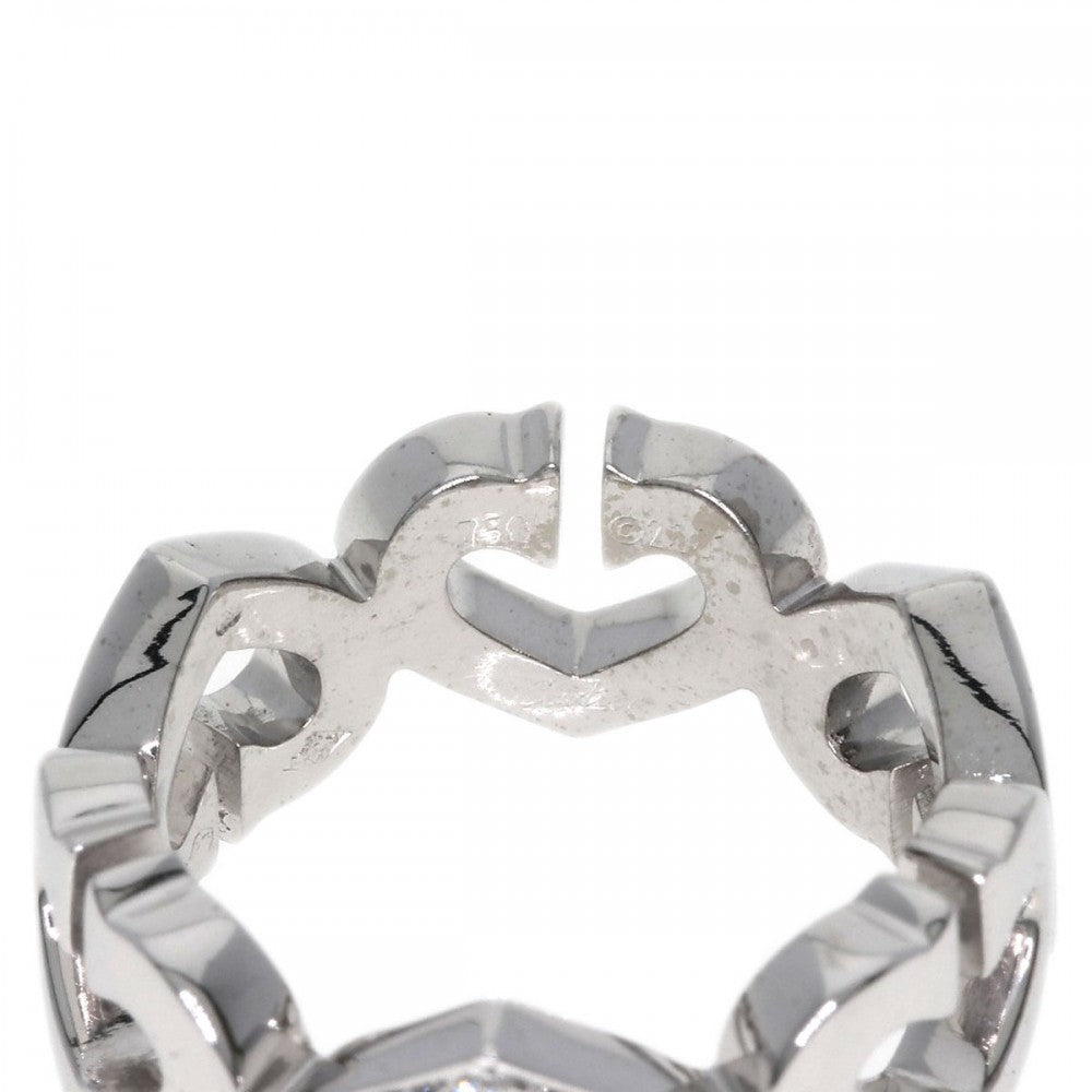 CARTIER Ring K18WG Silver C Heart Diamond #47