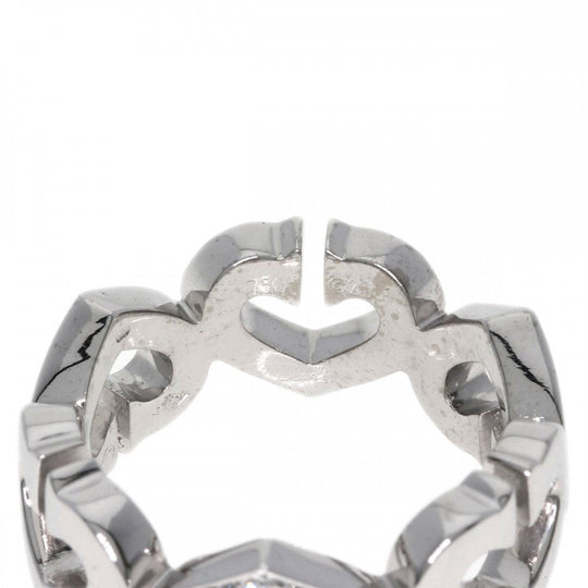 CARTIER Ring K18WG Silver C Heart Diamond #47