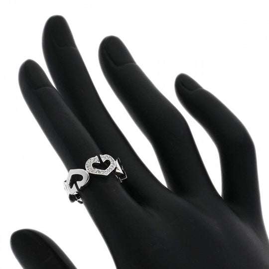 CARTIER Ring K18WG Silver C Heart Diamond #47