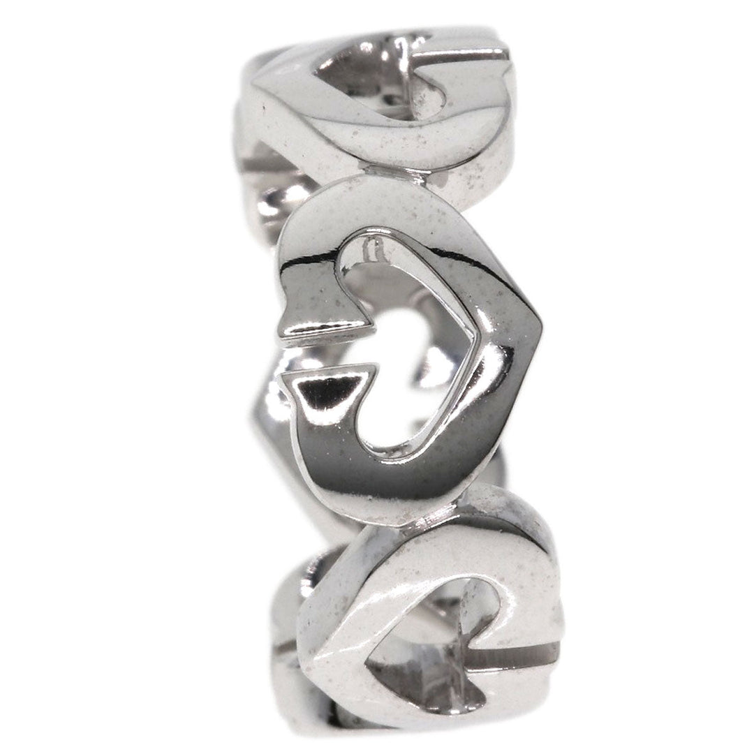 CARTIER Ring K18WG Silver C Heart Diamond #47