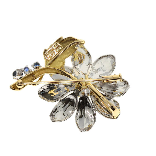 NOBUKO ISHIKAWA Brooch K18YG , K18WG Silver as time cosmos sapphire diamond Women Used Authentic