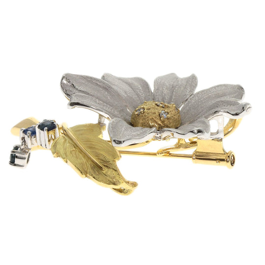 NOBUKO ISHIKAWA Brooch K18YG , K18WG Silver as time cosmos sapphire diamond Women Used Authentic