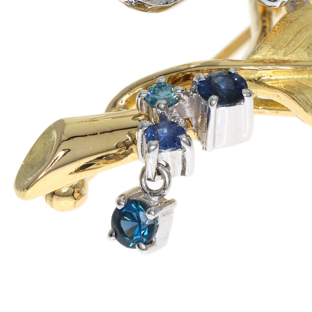 NOBUKO ISHIKAWA Brooch K18YG , K18WG Silver as time cosmos sapphire diamond Women Used Authentic