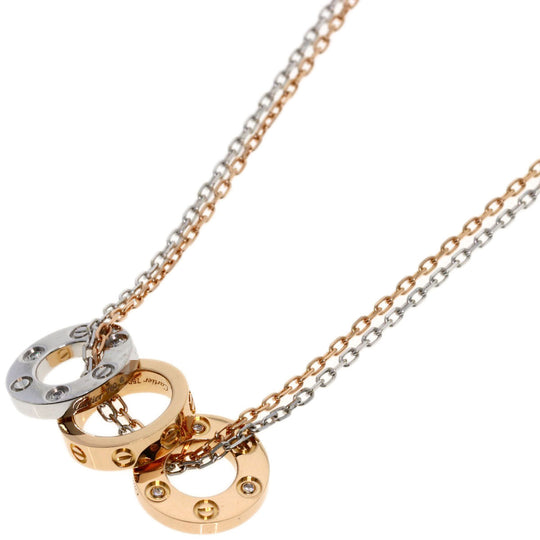 CARTIER Necklace 18K Pink Gold gold Love Three Hoop Diamond