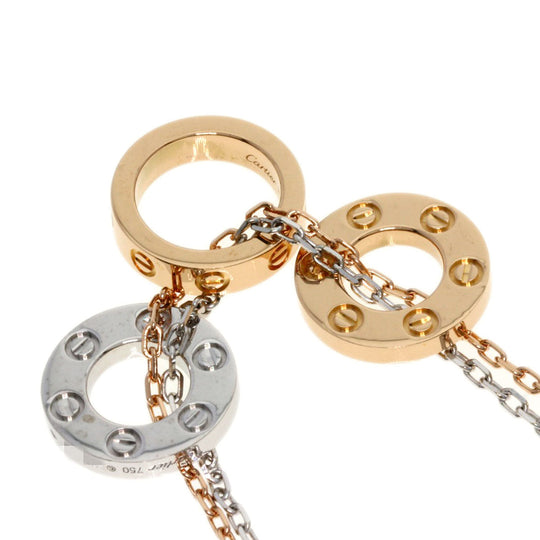 CARTIER Necklace 18K Pink Gold gold Love Three Hoop Diamond