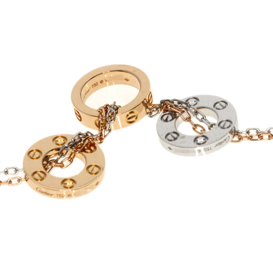 CARTIER Necklace 18K Pink Gold gold Love Three Hoop Diamond