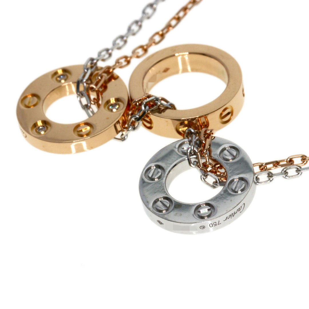 CARTIER Necklace 18K Pink Gold gold Love Three Hoop Diamond