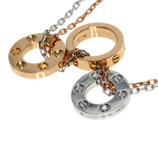 CARTIER Necklace 18K Pink Gold gold Love Three Hoop Diamond