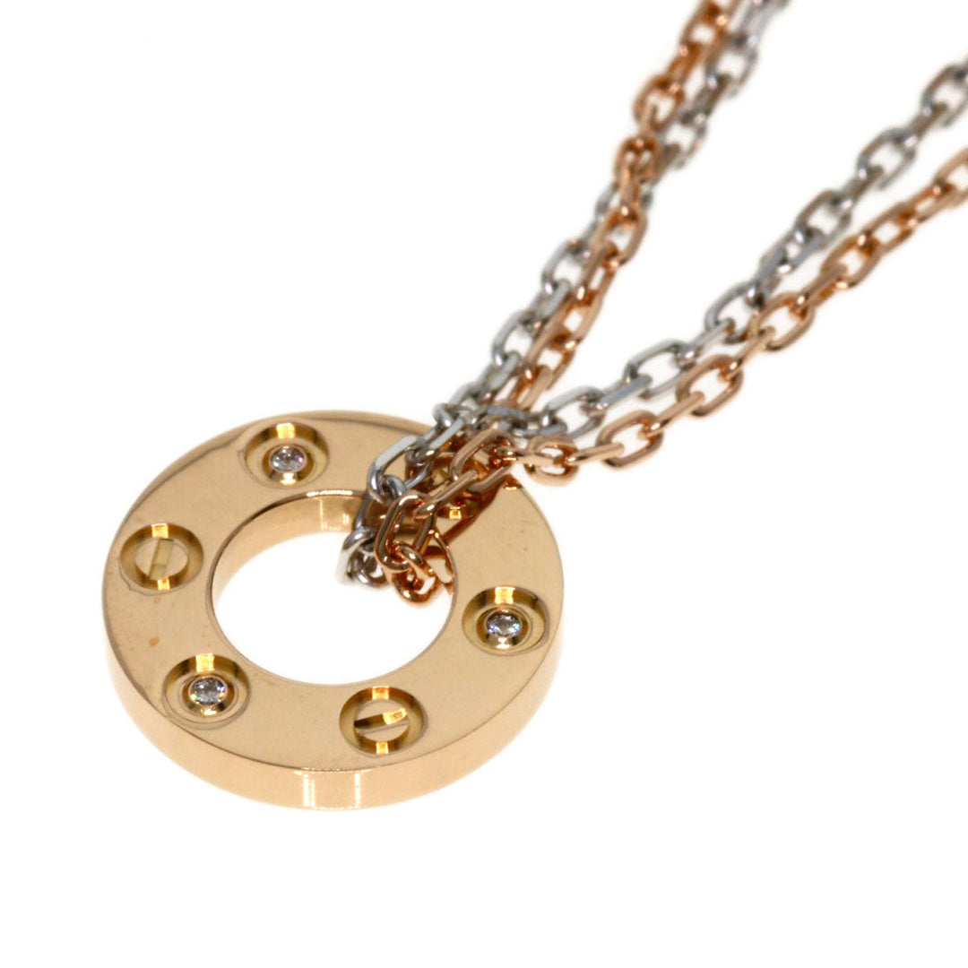 CARTIER Necklace 18K Pink Gold gold Love Three Hoop Diamond