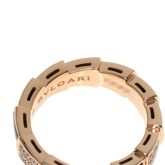 BVLGARI Ring 18K Pink Gold gold Serpenti Viper Diamond Onyx #56 Women Used Authentic