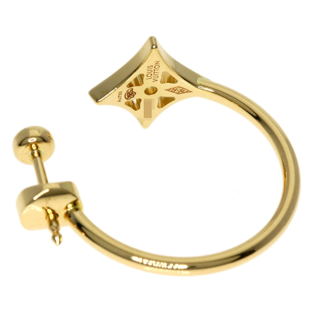 LOUIS VUITTON Pierce 18K Yellow Gold gold Creole Monogram Idylle Diamond Single Earring Women Used Authentic