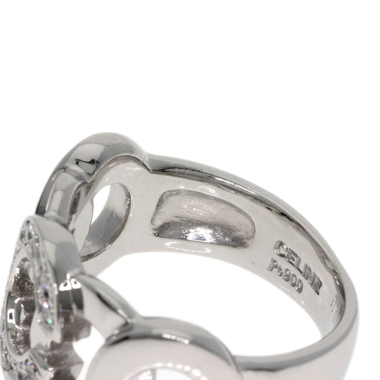 CELINE Ring PT900 Silver C motif diamond inner stone ruby Women Used Authentic