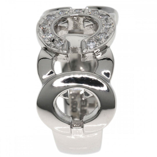 CELINE Ring PT900 Silver C motif diamond inner stone ruby Women Used Authentic