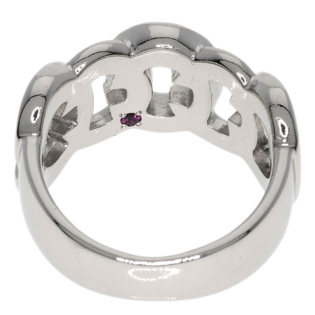 CELINE Ring PT900 Silver C motif diamond inner stone ruby Women Used Authentic