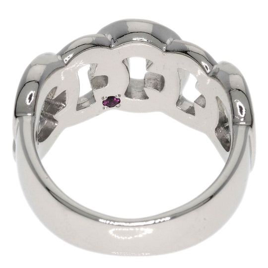 CELINE Ring PT900 Silver C motif diamond inner stone ruby Women Used Authentic