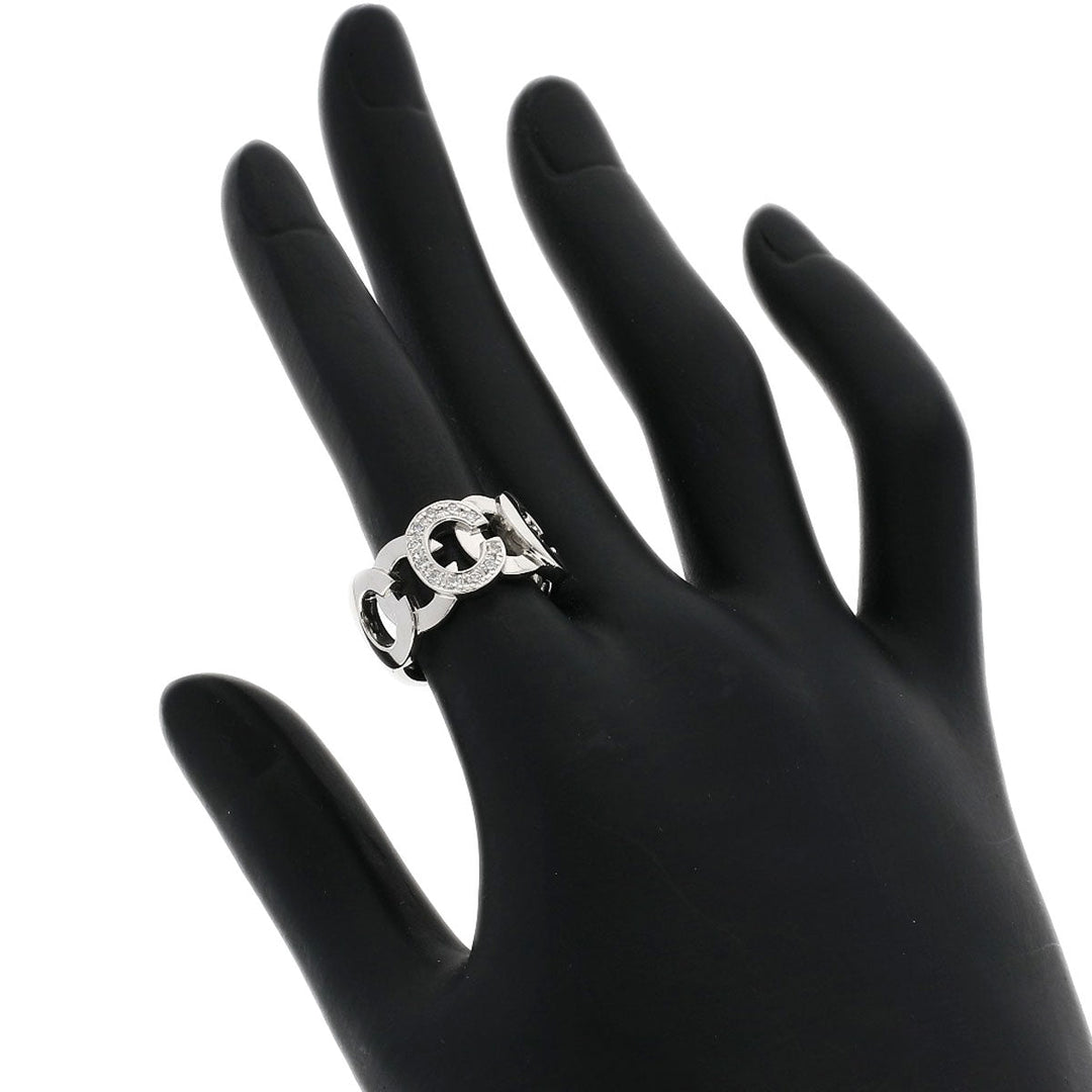 CELINE Ring PT900 Silver C motif diamond inner stone ruby Women Used Authentic