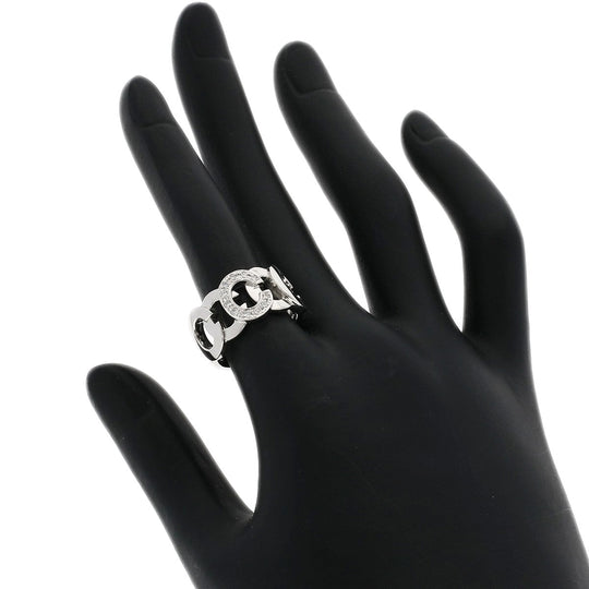 CELINE Ring PT900 Silver C motif diamond inner stone ruby Women Used Authentic