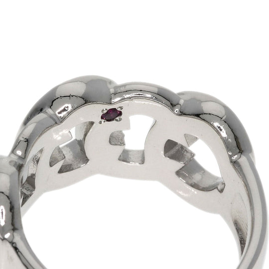 CELINE Ring PT900 Silver C motif diamond inner stone ruby Women Used Authentic