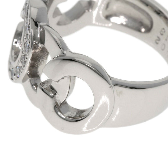 CELINE Ring PT900 Silver C motif diamond inner stone ruby Women Used Authentic