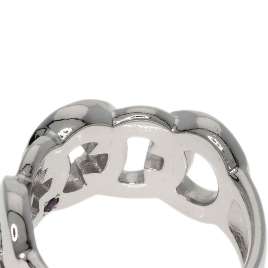 CELINE Ring PT900 Silver C motif diamond inner stone ruby Women Used Authentic