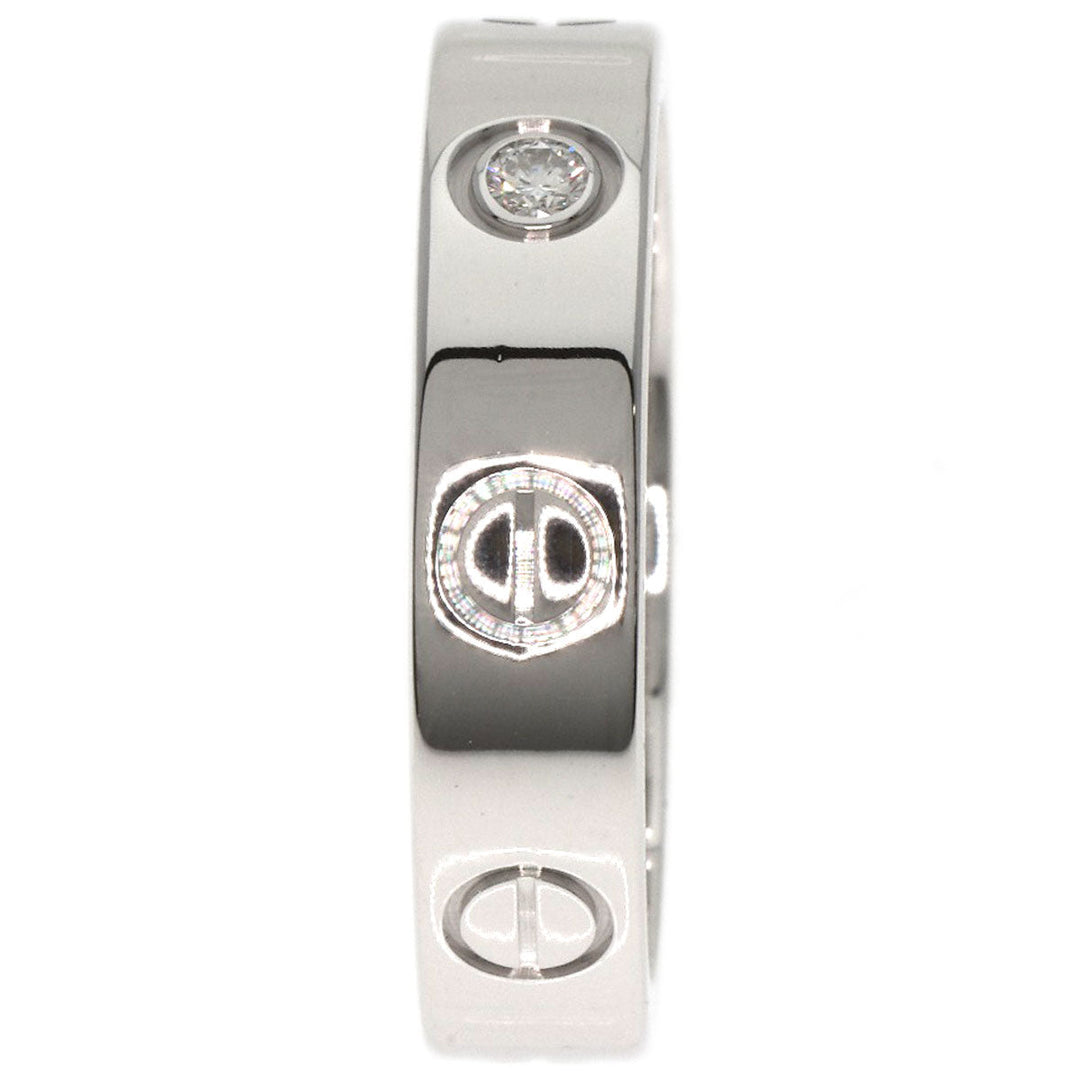 CARTIER Ring K18WG Silver Mini Love Ring 1P Diamond #47 Women Used Authentic