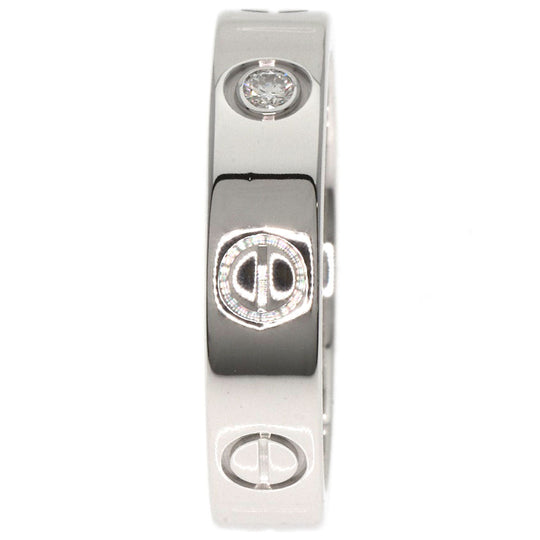 CARTIER Ring K18WG Silver Mini Love Ring 1P Diamond #47 Women Used Authentic