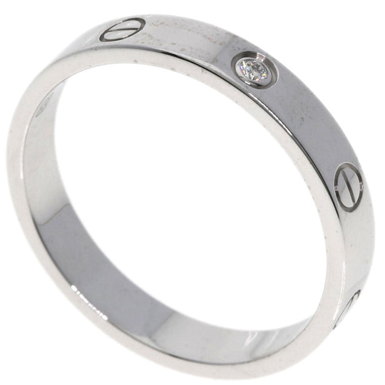 CARTIER Ring K18WG Silver Mini Love Ring 1P Diamond #64 unisex(Unisex) Used Authentic