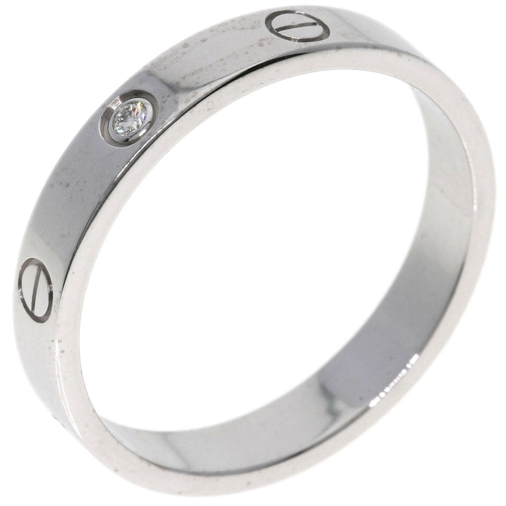CARTIER Ring K18WG Silver Mini Love Ring 1P Diamond #64 unisex(Unisex) Used Authentic