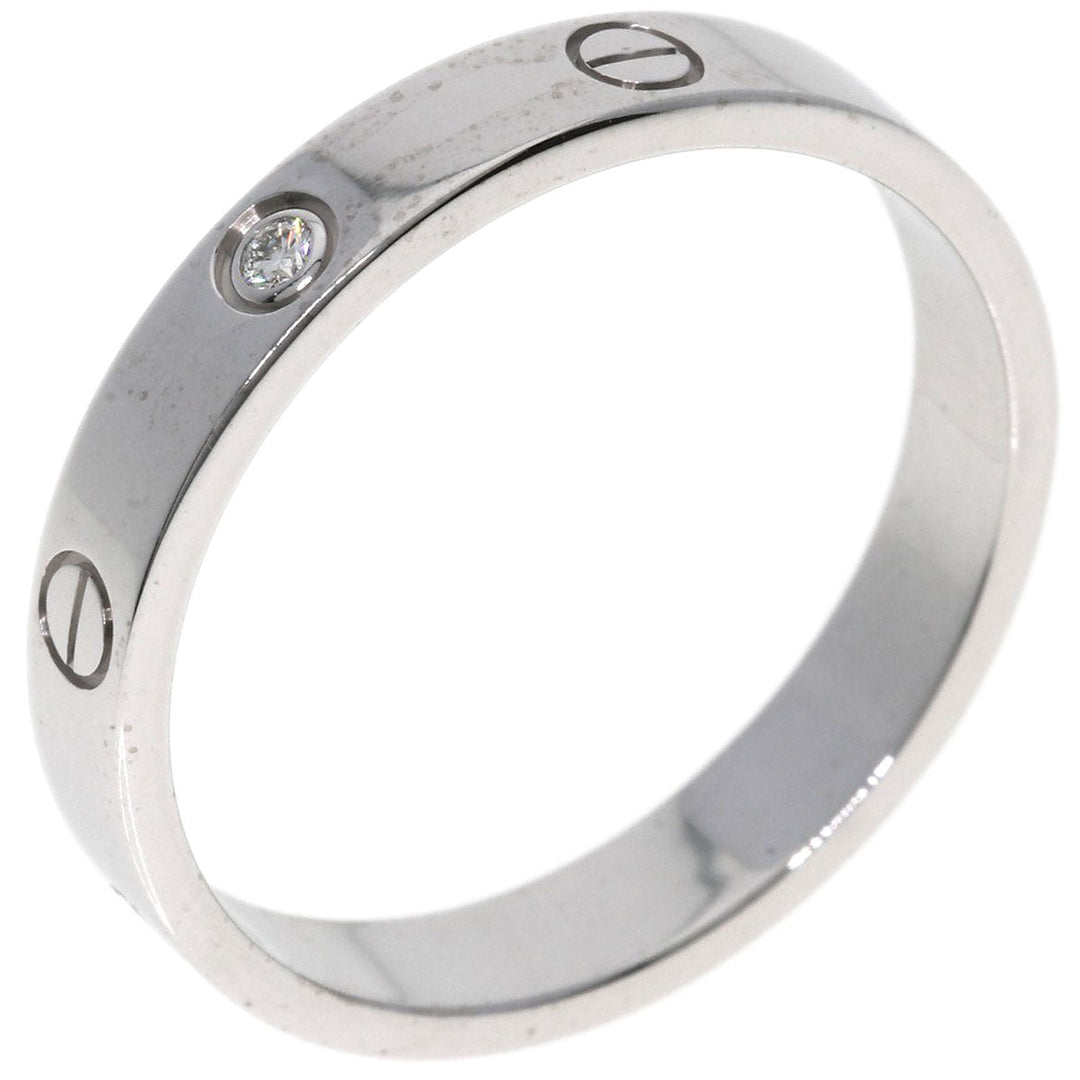 CARTIER Ring K18WG Silver Mini Love Ring 1P Diamond #64 unisex(Unisex) Used Authentic