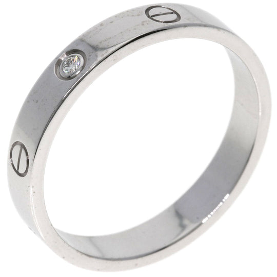 CARTIER Ring K18WG Silver Mini Love Ring 1P Diamond #64 unisex(Unisex) Used Authentic