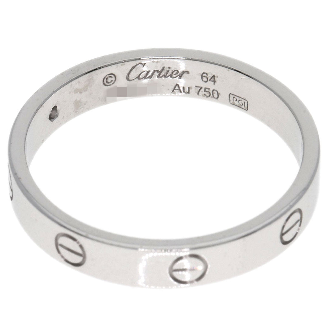 CARTIER Ring K18WG Silver Mini Love Ring 1P Diamond #64 unisex(Unisex) Used Authentic