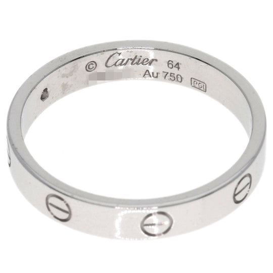 CARTIER Ring K18WG Silver Mini Love Ring 1P Diamond #64 unisex(Unisex) Used Authentic
