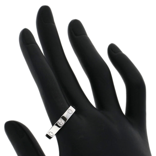 CARTIER Ring K18WG Silver Mini Love Ring 1P Diamond #64 unisex(Unisex) Used Authentic