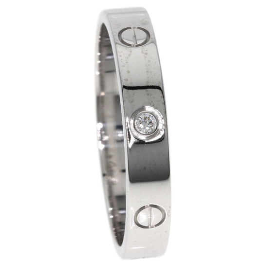 CARTIER Ring K18WG Silver Mini Love Ring 1P Diamond #64 unisex(Unisex) Used Authentic