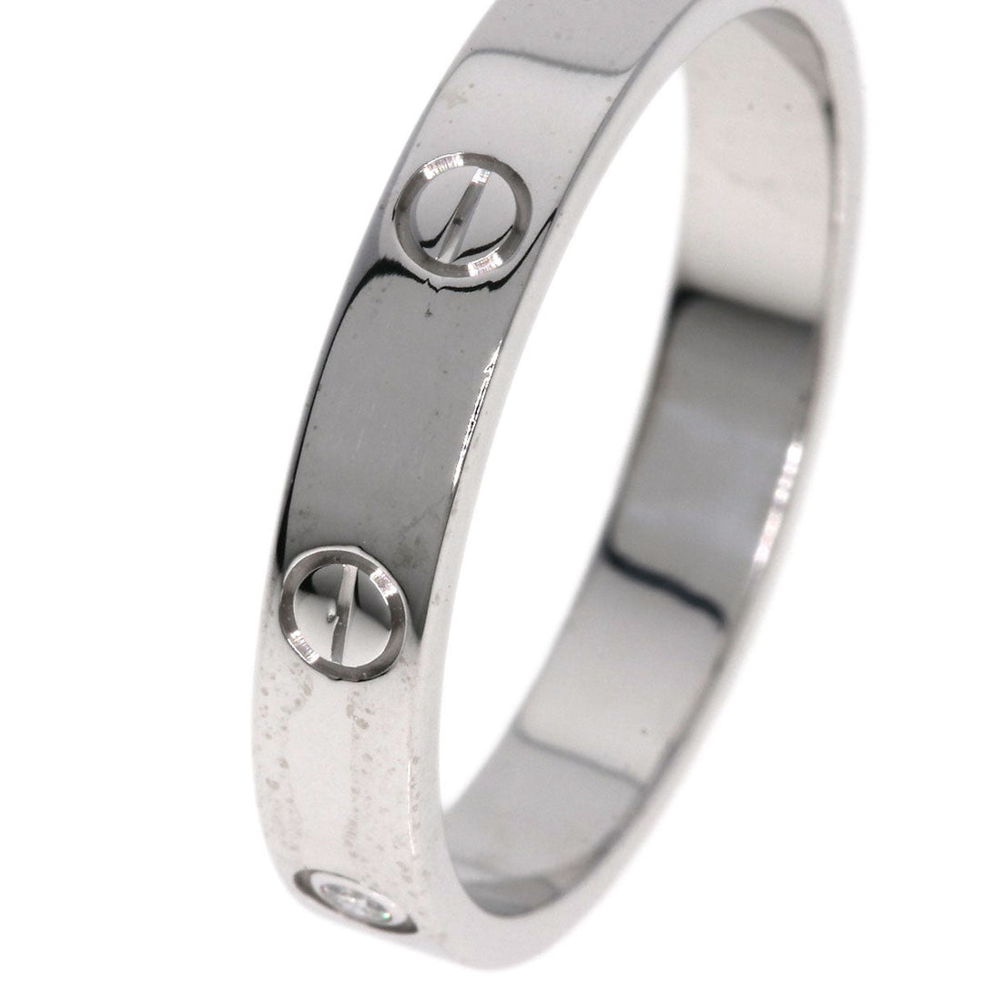 CARTIER Ring K18WG Silver Mini Love Ring 1P Diamond #64 unisex(Unisex) Used Authentic
