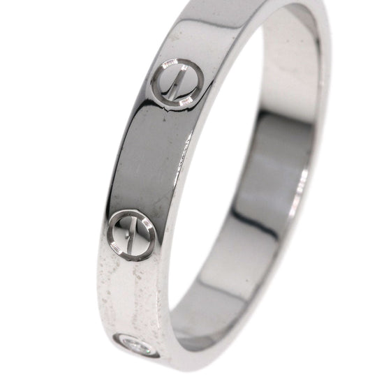 CARTIER Ring K18WG Silver Mini Love Ring 1P Diamond #64 unisex(Unisex) Used Authentic
