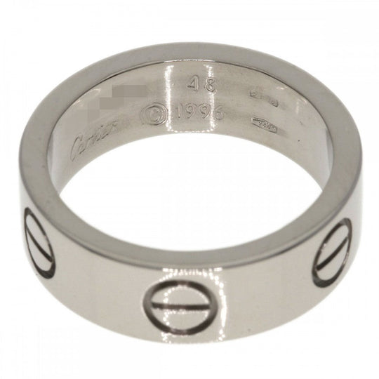 CARTIER Ring K18WG Silver Love Ring #48 Women Used Authentic