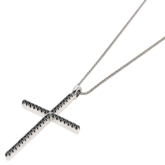 Damiani Necklace K18WG Silver Mystery Cross Diamond Black Diamond Women Used Authentic