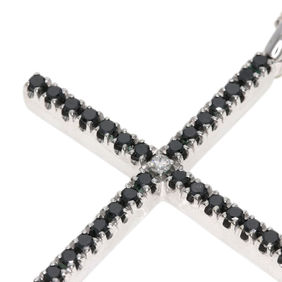 Damiani Necklace K18WG Silver Mystery Cross Diamond Black Diamond Women Used Authentic