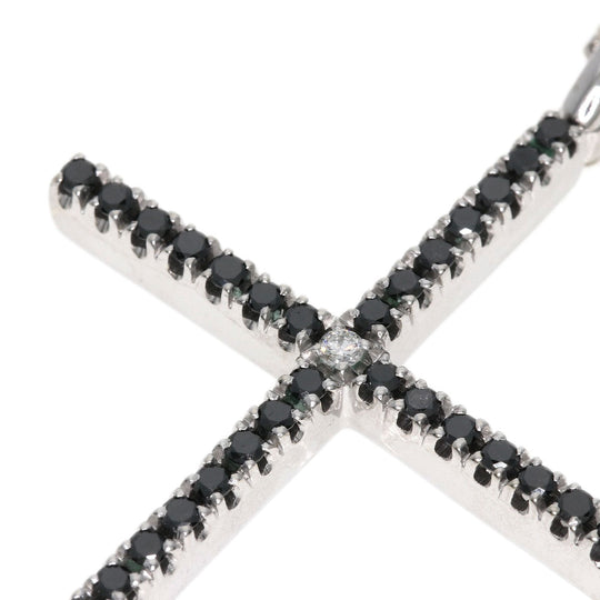 Damiani Necklace K18WG Silver Mystery Cross Diamond Black Diamond Women Used Authentic