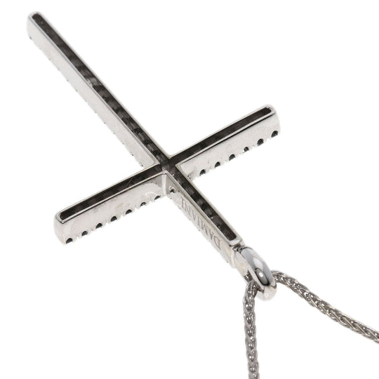 Damiani Necklace K18WG Silver Mystery Cross Diamond Black Diamond Women Used Authentic