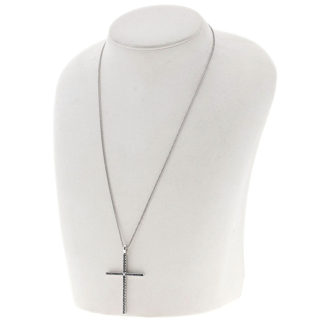 Damiani Necklace K18WG Silver Mystery Cross Diamond Black Diamond Women Used Authentic