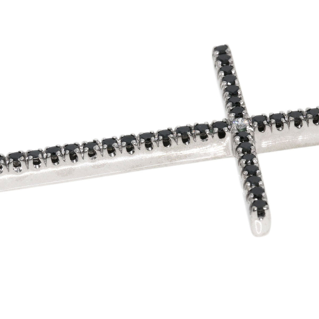 Damiani Necklace K18WG Silver Mystery Cross Diamond Black Diamond Women Used Authentic