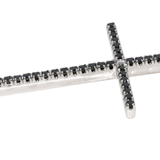 Damiani Necklace K18WG Silver Mystery Cross Diamond Black Diamond Women Used Authentic