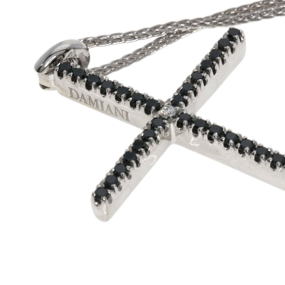 Damiani Necklace K18WG Silver Mystery Cross Diamond Black Diamond Women Used Authentic
