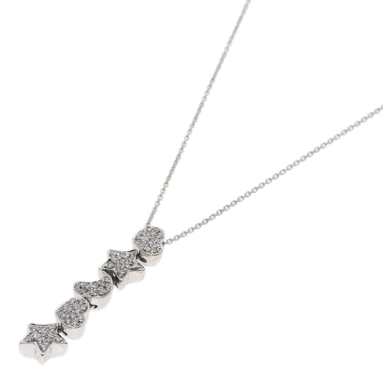 Ponte Vecchio Necklace K18WG Silver Diamond Heart Star Moon