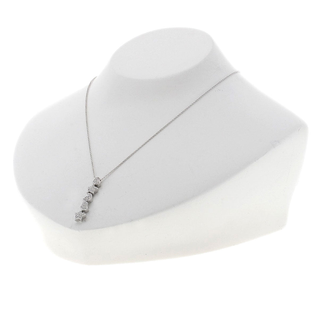 Ponte Vecchio Necklace K18WG Silver Diamond Heart Star Moon