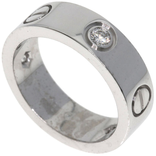 CARTIER Ring K18WG Silver Love Ring 3P Diamond #49 Women Used Authentic